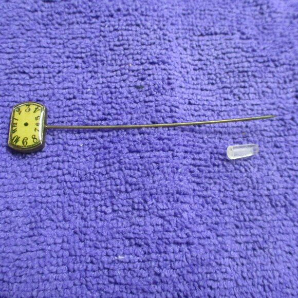 Vintage Hand-Crafted Clock Stick Pin Face - 3-1/4"L 1/2" w - Picture 1 of 3